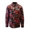 Stacy Adams Red / Black / White Metallic Abstract Design Long Sleeve Shirt 7540